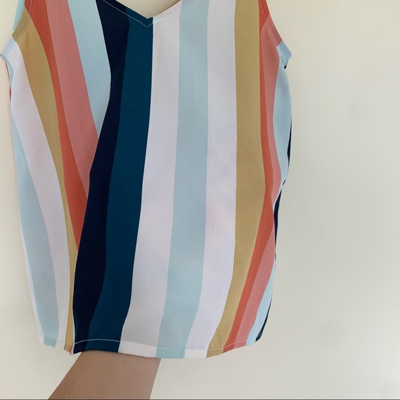 Volcom | “Flavor Up” Spaghetti Strap Striped Cropped V-neck Camisole Tank Top - Picture 8 of 16